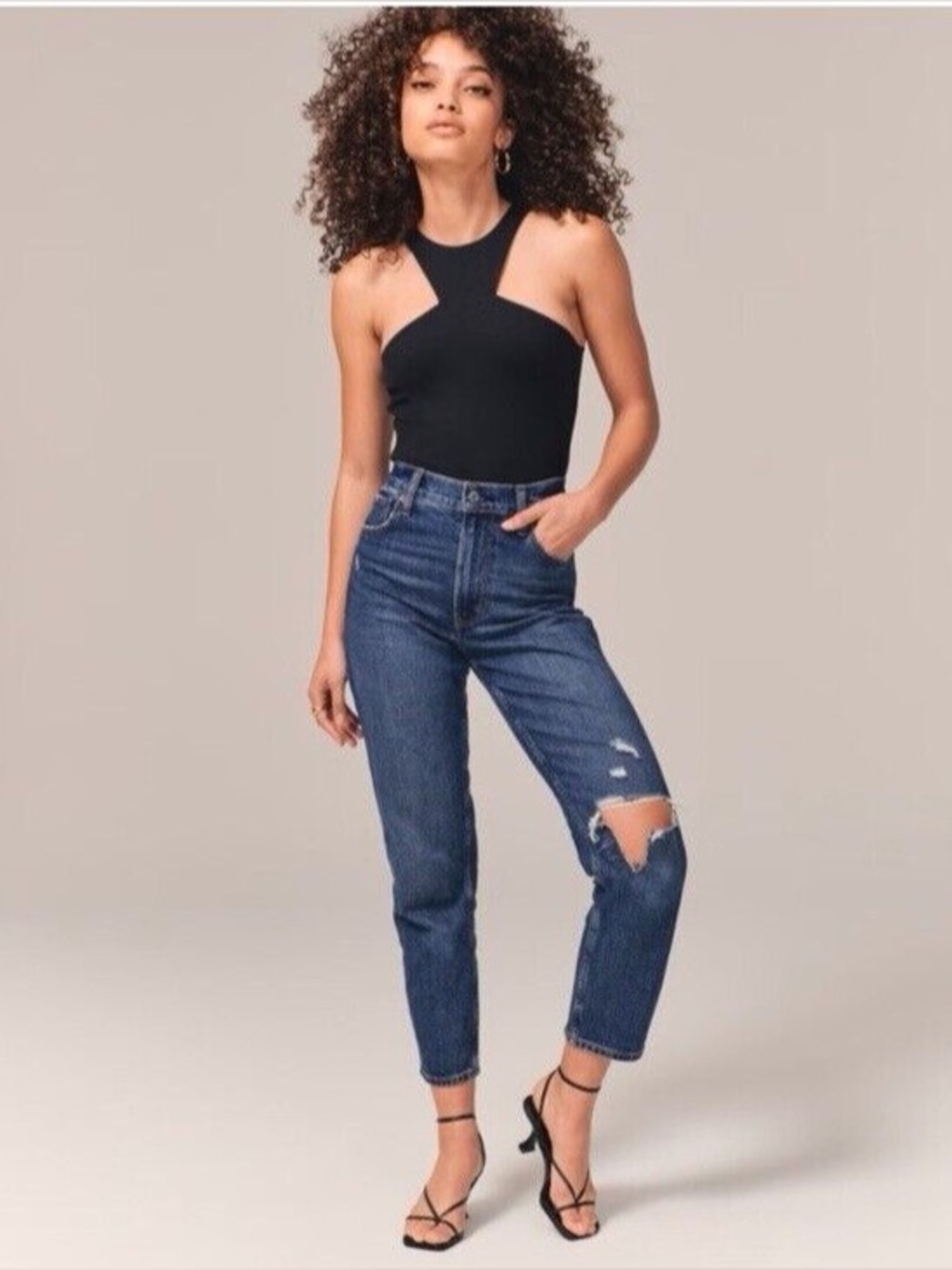 Abercrombie & Fitch The Mom High Rise Distressed Jeans